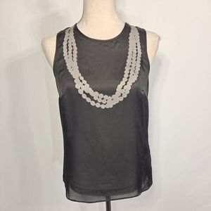 Banana Republic Black Silk Flux Pearl Necklace Sleeveless Top